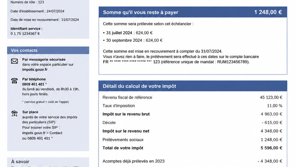 Avez-vous bien regardé votre avis d'impôts ?